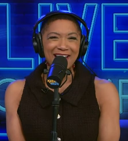 Deja Vu’s black tweed dress on Live with Kelly and Mark