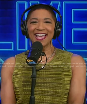Deja Vu’s yellow striped knit dress on Live with Kelly and Mark
