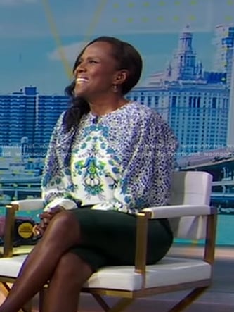 Deborah’s white floral blouse on Good Morning America