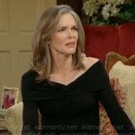 Diane’s black ruched long sleeve dress on The Young and the Restless