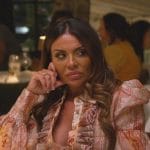 Dolores’s pink floral ruffle dress on The Real Housewives of New Jersey
