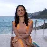 Donna’s beige and orange stripe dress on Today