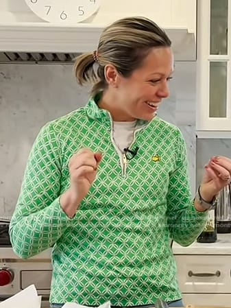 Dylan’s green geometric print top on Today