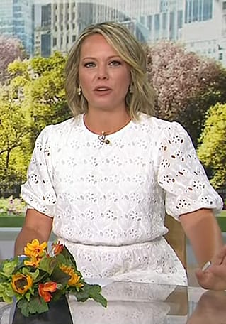 Dylan’s white eyelet peplum top on Today