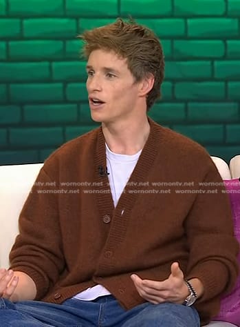 Eddie Redmayne’s brown mohair cardigan on Today