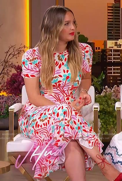 Camilla Luddington’s floral print dress on The Jennifer Hudson Show