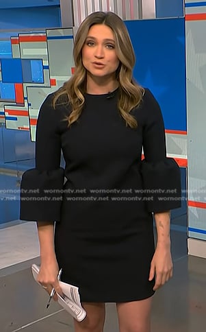 Ellison Barber’s black bell sleeve dress on NBC News Daily