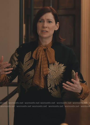 Elsbeth’s black beaded jacket on Elsbeth