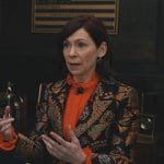 Elsbeth’s jacquard blazer and ruffle blouse on Elsbeth