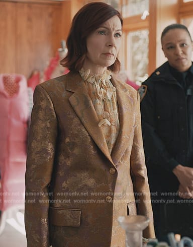 Elsbeth’s metallic floral blazer on Elsbeth