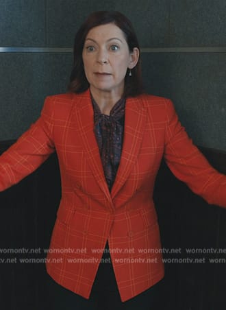 Elsbeth’s red check print blazer on Elsbeth