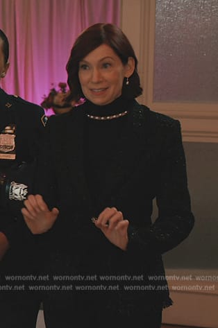 Elsbeth’s black metallic tweed blazer on Elsbeth