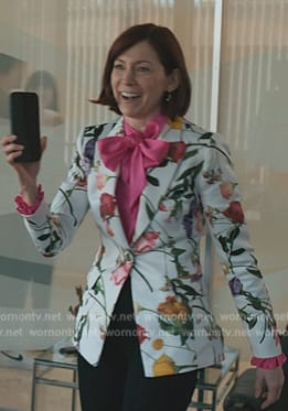 Elsbeth’s white floral print blazer on Elsbeth