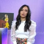 Emilie’s white sheer sleeve top and floral skirt on Today