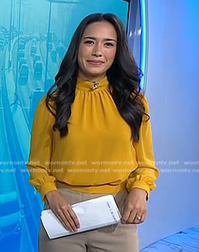 Emilie’s yellow mock neck blouse on Today