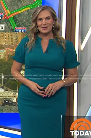 Emily West’s teal v-neck dress on Today
