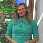 Emily West’s turquoise green twisted neck dress on Today