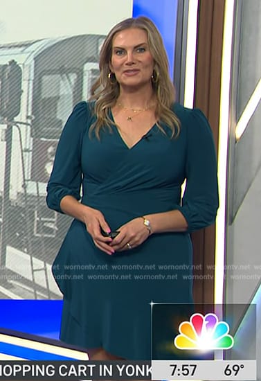 Emily West’s teal wrap dress on Today