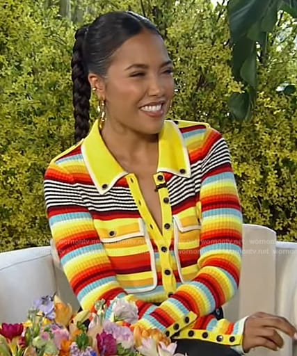 Emma Grede’s stripe ribbed bodysuit on Tamron Hall Show