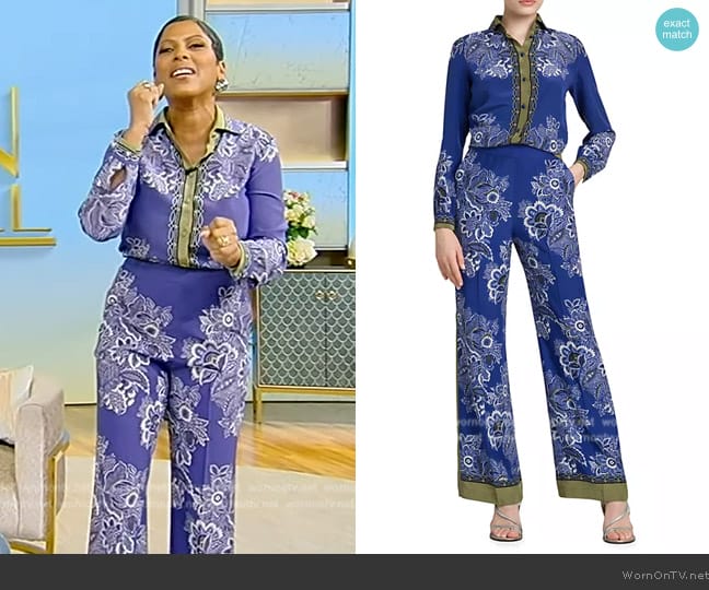 Etro Floral-print silk-crepe shirt worn by Tamron Hall on Tamron Hall Show