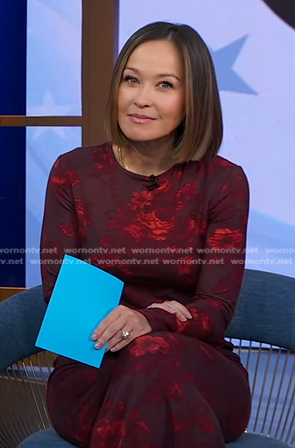 Eva’s burgundy floral dress on Good Morning America