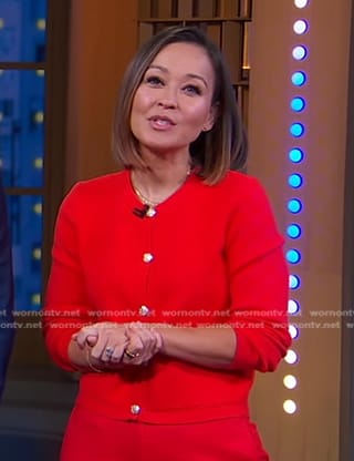 Eva’s red cardigan on Good Morning America