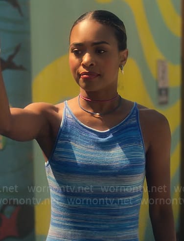 Faran’s blue space-dye knit dress on Pretty Little Liars Original Sin