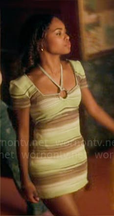 Faran’s green striped ring dress on Pretty Little Liars Original Sin
