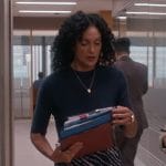 Francey’s navy and white printed slip skirt on So Help Me Todd
