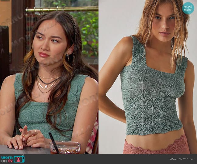 Free People Love Letter Cami in Jaded worn by Sophia Choi (Madelyn Kientz) on Days of our Lives