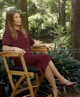 Freya Allan’s burgundy polo top on Good Morning America