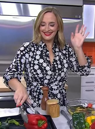 Gaby Dalkin’s black floral embroidered shirtdress on Today