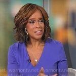 Gayle King’s purple v-neck dress on CBS Mornings