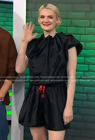 Gayle Rankin’s black gathered top and shorts on Today