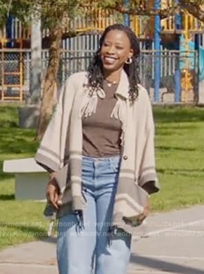 Grace’s stripe fringe poncho  on All American