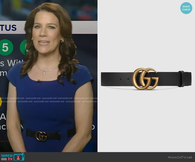 Gucci Double G Leather Belt worn by Heather O’Rourke on Good Morning America