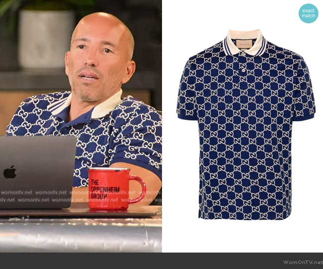 Gucci GG Supreme piqué polo shirt worn by (Jason Oppenheim) on Selling the OC