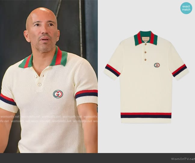 Gucci Knit Cotton Polo T-Shirt with Web worn by (Jason Oppenheim) on Selling the OC