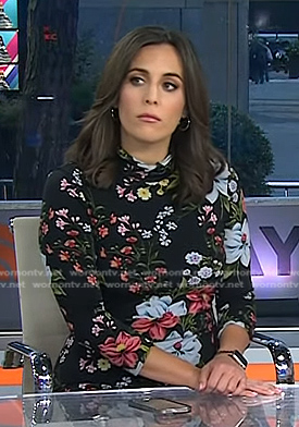 Hallie’s black floral long sleeve dress on Today