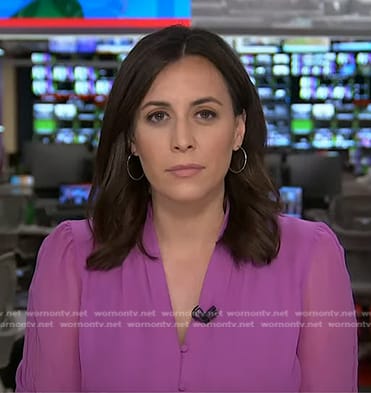 Hallie Jackson’s pink v-neck blouse on Today