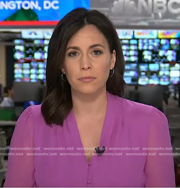 Hallie Jackson’s pink v-neck blouse on Today