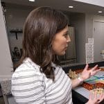 Hallie Jackson’s white and green striped top on NBC News Daily