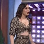 Hannah Marks’ floral lace top and skirt on The Kelly Clarkson Show
