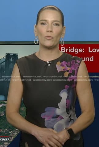 Heather’s purple floral sleeveless dress on Good Morning America