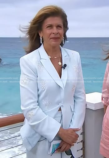 Hoda’s light blue embellished blazer and shorts on Today