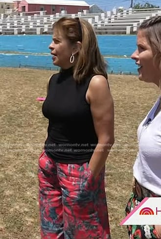 Hoda’s red printed wide-leg pants on Today