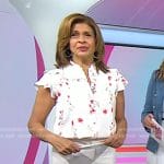 Hoda’s white floral top and flare pants on Today