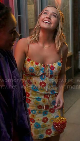 Imogen’s floral mini dress on Pretty Little Liars Original Sin