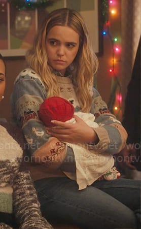 Imogen’s mixed print sweater on Pretty Little Liars Original Sin