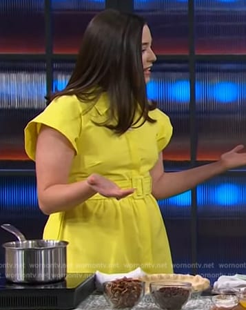 Ivy Odom’s yellow belted dress on The Kelly Clarkson Show